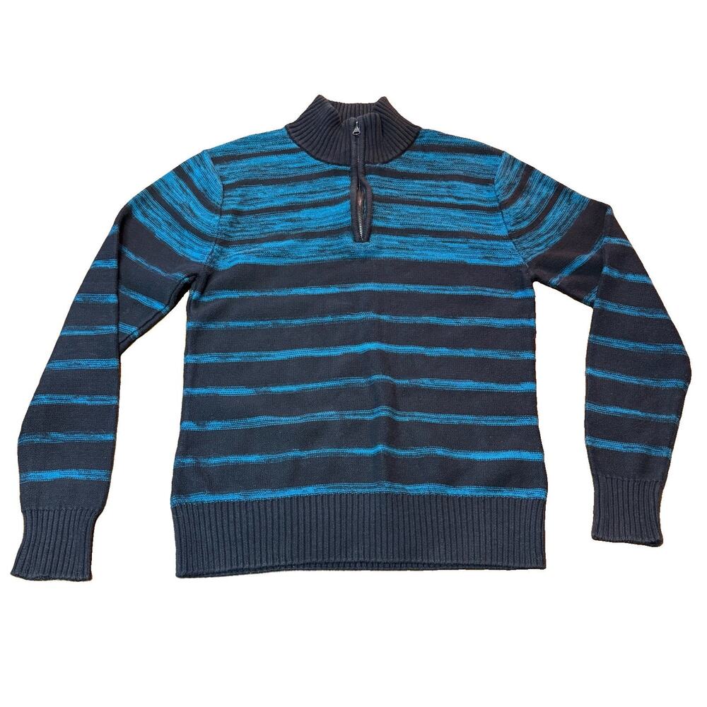 Men Carbon Blue & Black Stripe Sweater Sz Small